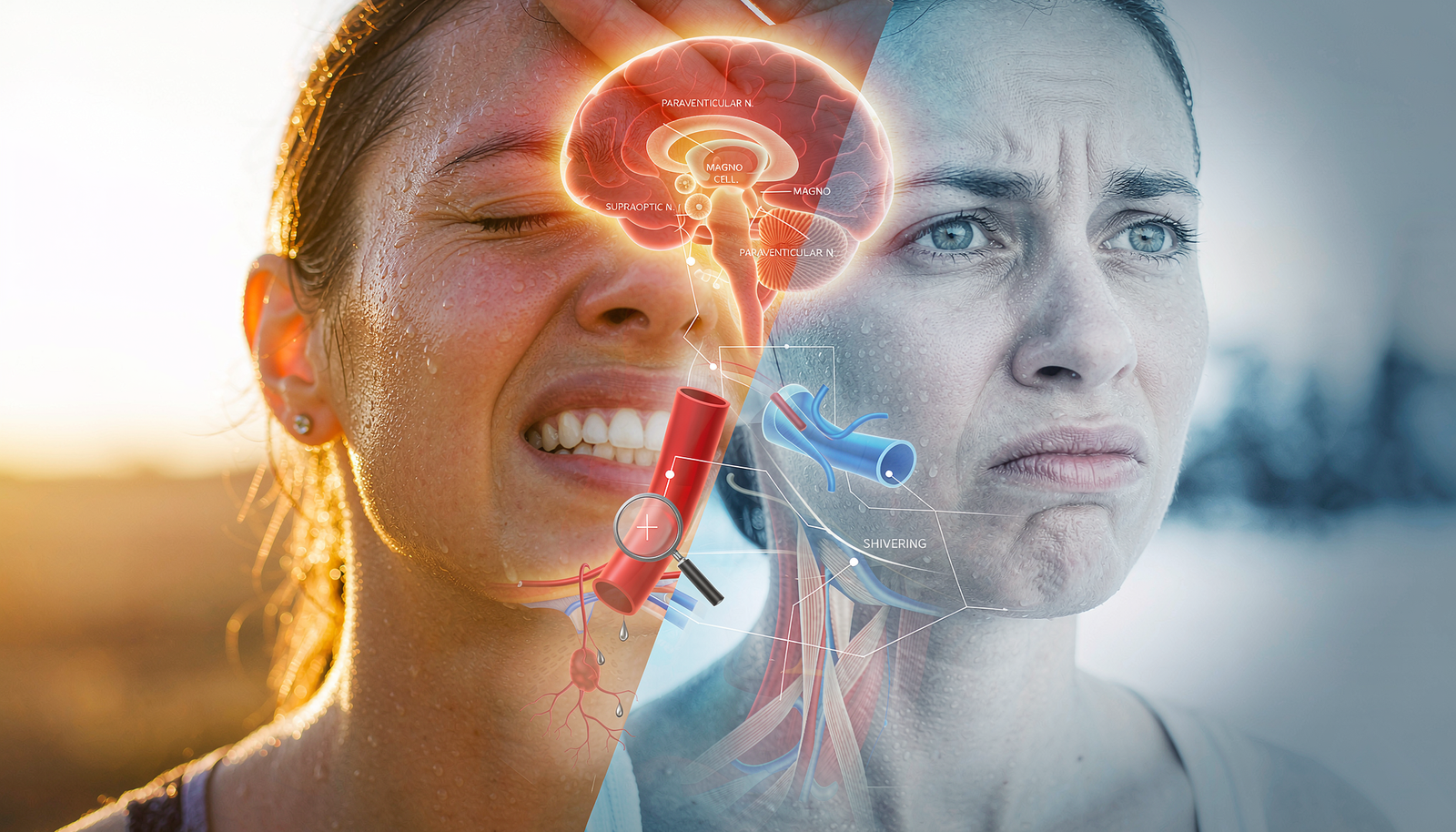 Corpo humano regulando a temperatura interna