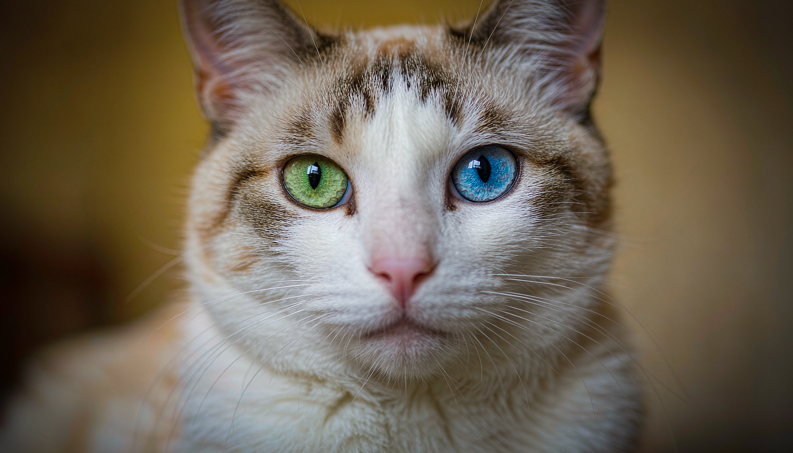Gato com olhos de cores diferentes devido à heterocromia