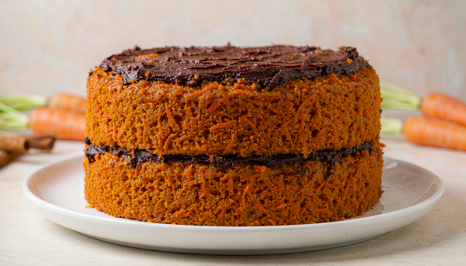 Bolo de cenoura fofinho com cobertura de chocolate por cima