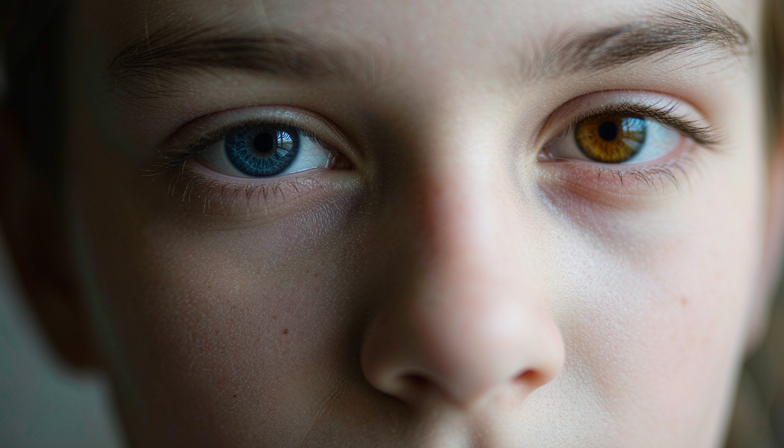 Pessoa com olhos de cores diferentes devido à heterocromia